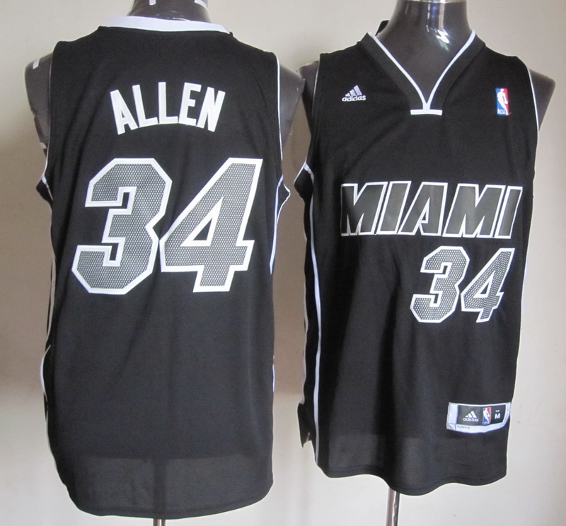  NBA Miami Heat 34 Ray Allen White on Black Fashion Swingman Jersey